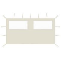 vidaXL Šoninė pavėsinės siena su langais, kreminės spalvos, 4x2m