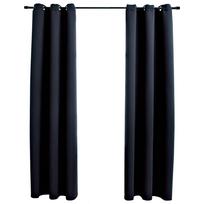 vidaXL Neperšlampamos užuolaidos su žiedais, 2 vnt., juodos, 97x213 cm, audinys