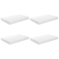 vidaXL Pakabinamos sieninės lentynos, 4vnt., baltos, 40x23,5x3,8cm, MDF