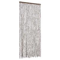 vidaXL Užuolaida nuo vabzdžių, taupe ir balta, 90x220cm, šenilis
