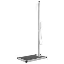 vidaXL Sodo dušas su pilku pagrindu, 225cm, nerūdijantis plienas