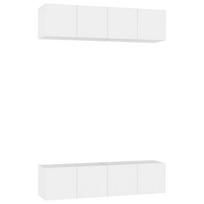 vidaXL Televizoriaus spintelės, 4vnt., baltos, 60x30x30cm, mediena