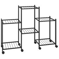 vidaXL Stovas gėlėms su ratukais, juodas, 83x25x63,5cm, geležis