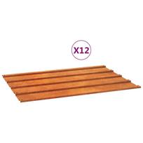 vidaXL Stogo plokštės, 12vnt., rūdžių spalvos, 60x44cm, Corten plienas