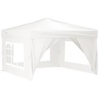 vidaXL Proginė palapinė su šoninėmis sienomis, balta, 3x3m