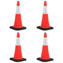 vidaXL Įspėjamieji kūgiai su tvirtais pagrindais, 4vnt., 75cm
