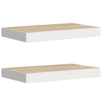 vidaXL Pakabinamos lentynos, 2vnt., ąžuolo/baltos, 40x23,5x3,8cm, MDF
