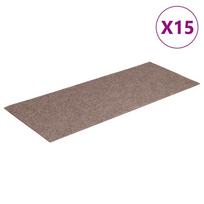 vidaXL Laiptų kilimėliai, lipnūs, 15 vnt., 60x25 cm, šviesiai rudi, stačiakampiai