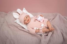 Arias Reborn lėlė kūdikėlis rožiniais rūbeliais, Lucia, 45 cm