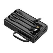 Setty išorinė baterija 10000 mAh su laidais SPB-LC-210 juoda