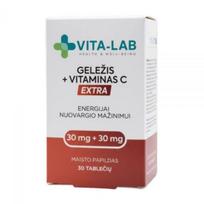VITA-LAB maisto papildas GELEŽIS 30 mg + VITAMINAS C 30 mg, 30 tab.