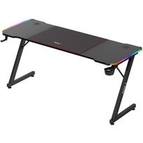 Huzaro Hero 4.8 RGB žaidimų stalas, HZ-Hero 4.8 RGB, 160x60x74cm, 1.5cm, LED, juodas, stačiakampis viršus, puodelio laikiklis