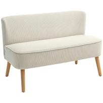 2 vietų sofa be porankių, kremas, svetainė, medinės kojos, 117x56,5x77 cm