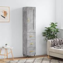 vidaXL Komoda, betono pilkos spalvos, 34,5x34x180cm, apdirbta mediena, Pilka