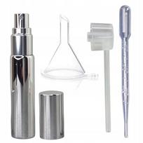 Kvepalų rinkinys su 10 ml sidabriniu purkštuvu, piltuvėliu ir pipete