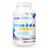 Maisto papildas ALLNUTRITION Omega 3-6-9 Strong 90 kaps., linų sėmenų ir žuvų aliejus, vitaminai