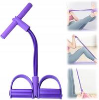 Fitneso pasipriešinimo guma, 4 vamzdelių pedalų traukiklis kojoms, violetinė