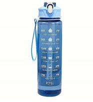 Butelis Blue 800 ml su neslystančia danga, šiaudeliu ir rankena