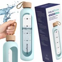 Stiklinis vandens butelis AquaFloow MotivateGlass 1L mėlynas