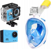 Nardymo kaukė S/M su snorkeliu ir Full HD sportine kamera