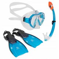 Vaikų nardymo rinkinys SNORKELING AQUASTIC kaukė, kvėpavimo vamzdelis, pelekai 27/32