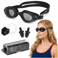 Plaukimo akiniai su apsauga nuo rasojimo ir UV filtru, dėklas