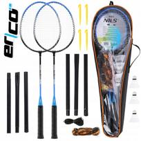 Badmintono rinkinys 2x raketės, tinklelis, 3x strėlytės, dėklas