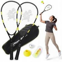 Speed badmintonas Hypermotion rinkinys: 2 raketės, 5 strėlytės, kamuoliukas, krepšys