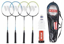 Badmintono rinkinys Wish, 4 raketės, 3 strėlės, su dėklu