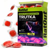 Žiurkių ir pelių nuodai RATOUT, UV švytėjimas, brodifakumas, 150 g