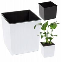 Gėlių vazonas Lamela Juka blizgus 19x19x19,5 cm baltas su kasete