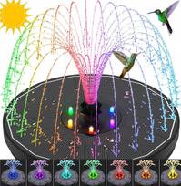 Saulės energija maitinamas 8 LED RGB sodininko fontanas su 6 antgaliais