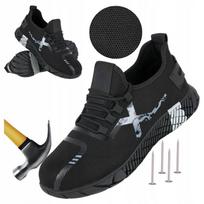 Vyriški lengvi slip-on darbo batai, praleidžiantys orą, su pirštų apsauga nuo pradūrimo