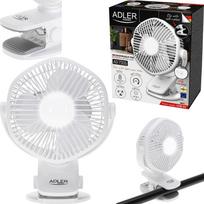 Įkraunamas ventiliatorius ADLER AD 7335 su USB, LED, segtuku, 12,7 cm skersmens