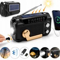 Radijo imtuvas su saulės baterija, Bluetooth, USB, AM/FM, LED žibintuvėliu ir akumuliatoriumi
