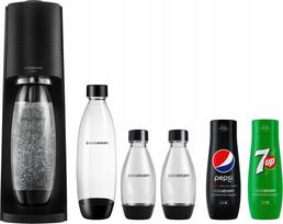 Vandens gazavimo aparatas SodaStream TERRA su 2 buteliais 1 l ir mažas juodas butelis