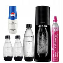 Sodų gaminimo aparatas SodaStream Terra juodas, 3 buteliai, Pepsi, CO2 dujų kapsulė