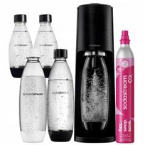 Sodos aparatas SodaStream Terra juodas, 4 buteliai (2 x 1L, 2 x 0,5L) ir CO2 balionėlis