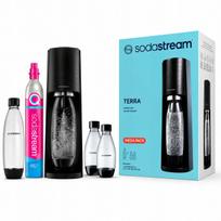Sodastream Terra juodas gazavimo aparatas, 3 buteliai (1L + 2×0,5L), CO2 kasetė