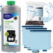 Kavos aparato Saeco Philips filtras 3 vnt. ir Verde nukalkinimo skystis 1 l rinkinys