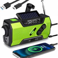 Nešiojama radija, saulės, dinaminė avarinė žibintuvėlis ir powerbank 2000 3in1