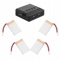 Įkroviklis ir 4 vnt. LiPo 3.7V 800mAh akumuliatoriai dronui