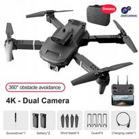 Dronas su 4K FPV kamera, 2 baterijos, E100, juodas