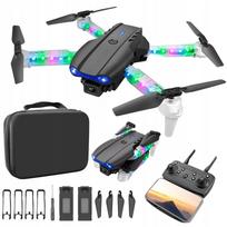 RC dronas E99d Wifi su 2 kameromis, LED apšvietimu, 2 įkraunamomis baterijomis ir lagaminėliu