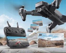 Dronas DEERC D10 2K HD FPV su Tap Fly funkcija, dviem baterijomis ir dėklu
