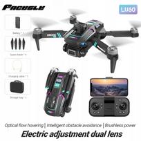 Dronas LU60 su dviem kameromis, bešepetėliu varikliu, optinio srauto palaikymu ir 360° apsivertimais