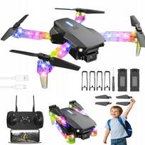 Sulankstomas žaislinis dronas E99 su WiFi ir LED šviesomis