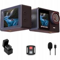Veiksmo kamera 4K su dvigubu ekranu nardymui ir šalmui