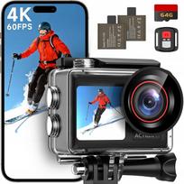 Sportinė kamera 4K 60FPS, atspari vandeniui, 30MP, liečiamas valdymas, 64GB kortelė