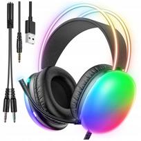 Laidinės RGB LED žaidimų ausinės su mikrofonu
